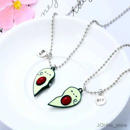 Chokers New BFF Necklace 2Pcs/Set Cute avocado Heart-shaped Best Friends Necklaces Couples Chain Friendship Gifts for Kids Girl Women R231124
