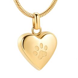 Chokers IJD8455 Dog Paw On My Heart Stainless Steel Cremation Jewellery Pendant For Ashes Loss Of Pet Keepsake Memorial Urn Necklace 231124