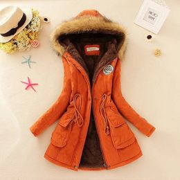 Women's Down Parkas Orange Womens Jacket Winter Autumn Warm Jackets Fur Hooded Coat Solid Colour Women Thick Female Outerwear Ladies Tops 231123