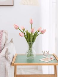 Decorative Flowers Light Luxury Tulip Fake Artificial 7pcs Flower Bouquet Entrance TV Cabinet Home Ornaments