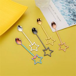 Spoons 304 Stainless Steel Spoon Creative Stars Gold Coffee Stirring Home Ice Cream Dessert Fork Kitchen Utensils