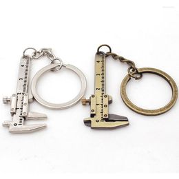 Keychains Fashion Car Key Tiny Vernier Caliper Keychain Movable Measuring Gauge Keyring Simulation Ruler Portable Gadget Chains