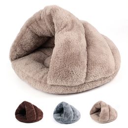 kennels pens Warm Fleece Cat Bed Soft Kitten Nest Kennel For Small Dogs Cats Puppy Sleeping House Tent Pads Pet Accessories 231124