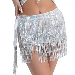 Stage Wear Belly Dance Accessories Women Hip Scarf Tassel Sequins Belt 4 Straps Rows Of Rectangle