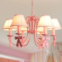 Pendant Lamps European-style Personality Simple Net Red Princess Room Bedroom Girl Child Korean Garden Bow Lights LX111001