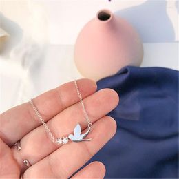 Chains Fashion Silver Plated Jewelry Simple Cute Little Swallow Bird Sweet Zircon Clavicle Chain Pendant Necklaces For Women