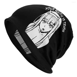 Berets Zero Two Darling In The Franxx Bonnet Hat Casual Street Skullies Beanies Anime For Men Women Knit Summer Warm Caps