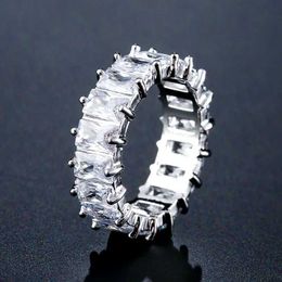 Band Rings ZAKOL Fashion Luxury AAA French Bagel Cubic Zirconia Womens T-shaped Stone Party Jewellery Wedding Ring J240516
