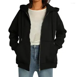 Women's Hoodies Casual Loose Zipper Hooded Cardigan Sweatshirt For Women 2023 Autumn And Winter Fashion Temperament Simple Tops