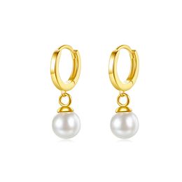 European Vintage Imitation Pearl Plated 18k Gold Dangle Earrings Jewelry Fashion Women S925 Silver Ear Clip Earrings for Women Wedding Party Valentine's Day Gift SPC