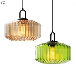 Pendant Lamps Designer Simple Modern Stained Glass Lights LED E27 Kitchen Island Living/dining Room Coffee Tables Bedroom Bar Balcony