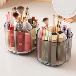 Storage Boxes Bins Cosmetic Organiser Rotating Dustproof Makeup Brush Dresser Desktop Pencil Holder Lipstick Eyeshadow 231123