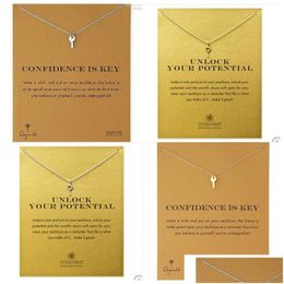 Pendant Necklaces Unlocking Key Necklace With Card Alloy Pendant Necklaces Fashion Jewelry Drop Delivery Jewelry Necklaces Pendants Dhqdx