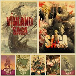 Wallpapers Vinland saga anime manga retro poster de papel kraft estampas decorao do quarto de casa pintura vintage adesivos de parede J230224