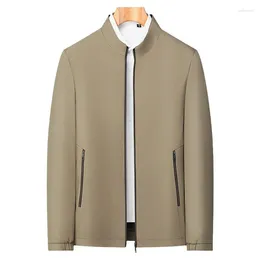 Мужские куртки с воротником-стойкой, короткая однотонная куртка для молодых и средних лет, деловая повседневная минималистичная куртка
