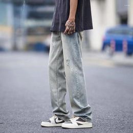 Men's Jeans 2023 Spring Autumn Stylish Streetwear Loose Men Straight Vintage Trousers Hip Hop Male Star Casual Denim Pants C74