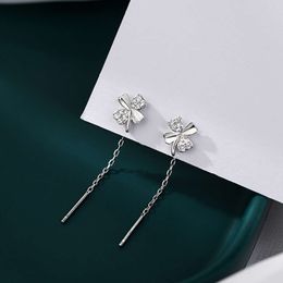 Designer earrings Four Leaf Clover CharmSilver Needle Clover Thread Light Luxury Women's High Grade Korean Earbone Nail Instagram Ear Nail Unique Design Earrings