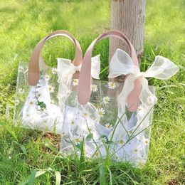 Gift Wrap 10pcs Tote Bags Clear PVC Candy Box Daisy Packaging Bag Wedding Favours For Guests Ins Transparent Party Supplies
