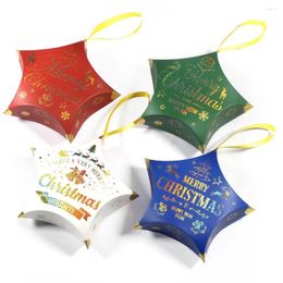 Gift Wrap 10PCS Merry Christmas Party Supply Holiday Decor Hanging Star Shape Bag Candy Box DIY Paper Package