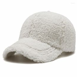 Ball Caps Trendy Streetwear Solid Windproof Wool Teddy Baseball Hats For Women Men Warm Winter White Lambswool Face Cap Casquette Femme