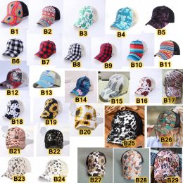 Ponytail Baseball Cap Washed Distressed Messy Buns Ponycaps Leopard Sunflower Criss Cross Trucker Mesh Hats