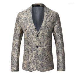 Men's Suits 2023 Mens Paisley Print Suit Blazers Single Breasted Shawl Collar Blazer Jacket Men Party Wedding Stage Singers Clothes
