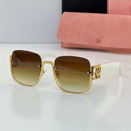 Designer Sunglasses Miumius Glasses Women Europe America Modern Sophistication Half Frame Square Outfit Essential Sun Uv400 Protection