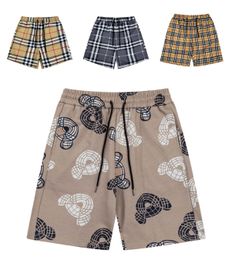 Men's shorts 2023ss summer designer brand sports shorts bear print classic plaid striped drawstring men's loose beach pants