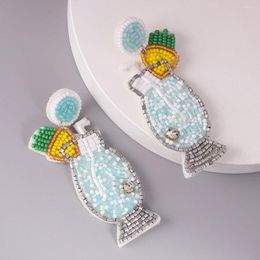 Dangle Earrings Lady Tropical Drink Bottle Juice Bead For Women Boho Chic Handmade Seed Beads Drop Earing With Rhinstone