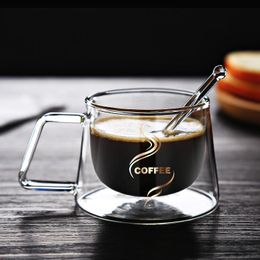 Mugs Table Cup Heat Insulation Tea Milk Coffee Mug Drinkware Creative Double Layers Glass High Quality Office HomeMugs