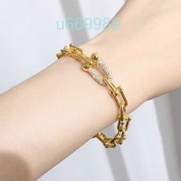 Stainless steel Heart U Shape T bracelets bangles with crystal for Women Fashion Genuine Jewellery rose gold/silver/gold love bangle Enamel Party GiftPJVI