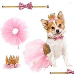 Cat Costumes Cat Costumes Dog Tutu Skirt With Bowtie Crown Birthday Party Supplies Pet Cosplay For Halloween Christmas Holidays Weddin Dhx6Q