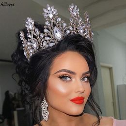 Brud för glänsande strass bröllop tiara headpieces guld sier handgjorda brud krona hårband kvinna promtävling hårtillbehör smycken cl2969