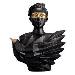 European Black Gold Aerial Bird Figure Statue Resin Crafts Abstract Art Character Sculpture Home Decoration Accessories Gift T20063135