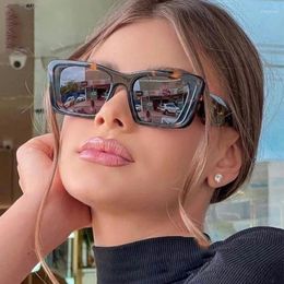 Sunglasses 2023 Oversized Rectangular Women Brand Designer Glasses Women/Men Vintage Eyewear Mirror Gafas De Sol