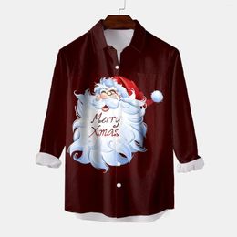 Men's T Shirts Large Men Casual Long Sleeve Autumn Winter Christmas 3D Printed Fashion Top Blouse Colla Shirt For Pack