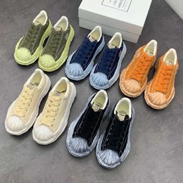 MMY Dissolved Shoes Shell Head Couple Style Scrubbed and Worn Lace up Canvas Shoes Casual Women's Shoes Thick Sole Board Shoes