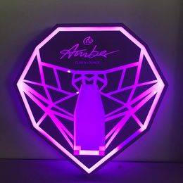 Free Customized logo Glowdisplay diamond rechargeable Acrylic LED Glorifier Display for night club