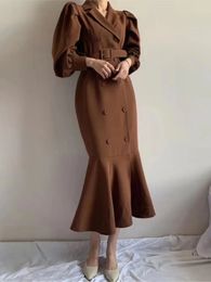 Basic Casual Dresses Elegant Women Blazer Dress Double Breasted Long Sleeve Korean Fashion Office Wear Lady Vestidos 231123