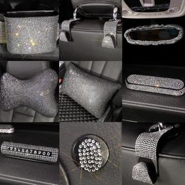 Steering Wheel Covers Crystal Car Seat Belt Cover Pad Neck Pillow Diamond Luxury Auto Interior Accessories