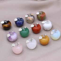Charms Natural Stone Apple Accessories Pendant Amethysts Green Aventurine Jewellery For Making DIY Necklace Gifts