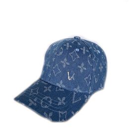Ball Caps Designer Baseball Cap Mens And Womens Hat Brand Printed Sun Metal Letters Fashion Luxury Leisure Design Blue Colour Dye Was Dh2Gf