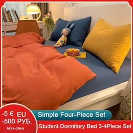 Bedding Sets Simple Four-Piece Set Net Celebrity Trend Bed Sheet Duvet Cover Student Dormitory Three-Piece