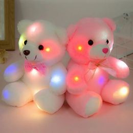 Plush Dolls 22cm Romantic Light Up LED Pink Glowing Bear Glitter Teddy Doll Toy Creative Christmas Gift Birthday Decoration 231124