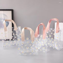 Gift Wrap 1 Pc Transparent Handbag Pvc Daisy Print Jelly Bag Candy Box Large Capacity Snack Wedding Souvenir