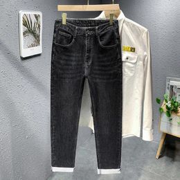 Men's Jeans CUMUKKIYP Chinese Embossed Winter Thick With Elasticity And Comfortable Straight Leg Pants