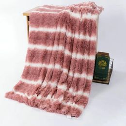 Blankets Wine Red White Stripes Plush Super Soft Bedding Sofa Bed Cover Furry Throw Cozy Couch Blanket For Autum Winter