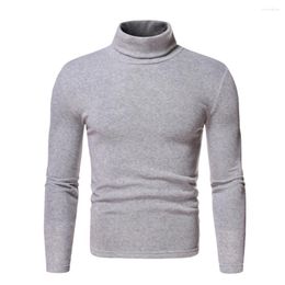 Men's Sweaters Man's Turtleneck T-Shirts Men Casual Solid Long-sleeved Plush Pullover High Collar T Shirts Autumn Winter Mans Slim Tshirts