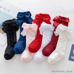 Kids Socks New Kids Knee High Socks Baby Girls Cotton Socks With Big Bow Soft Toddlers Princess Children Long Socken For 0-5 Years