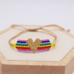 Strand Beaded Bracelet Heart-shaped 'Figure' Fashion Minimalist Versatile Hand Knit Bohemian Adjustable Rice Bead